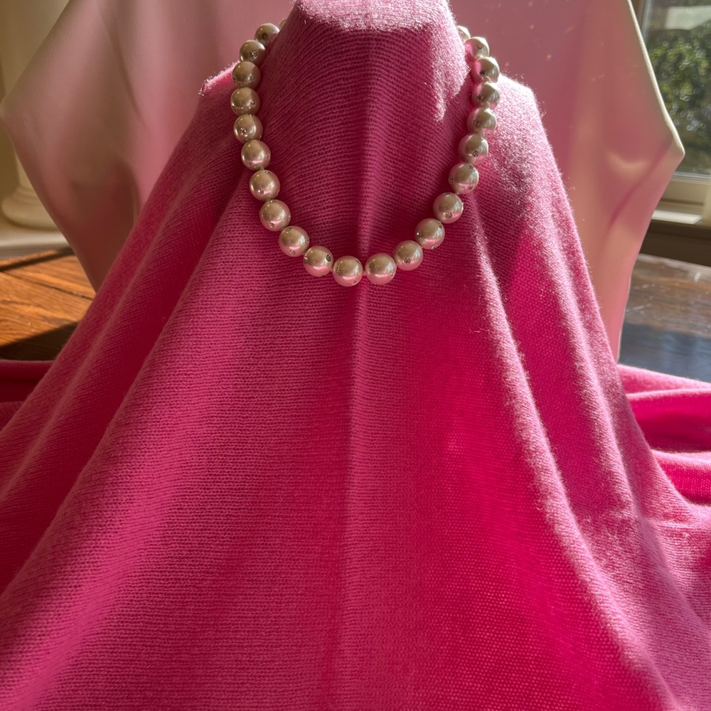 Cache Diamond Studded Pearl Necklace